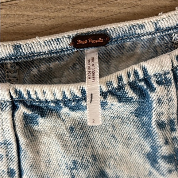 Free People Vintage Acid Wash Flare Denim Blue Skirt 0058 - Picture 2 of 6